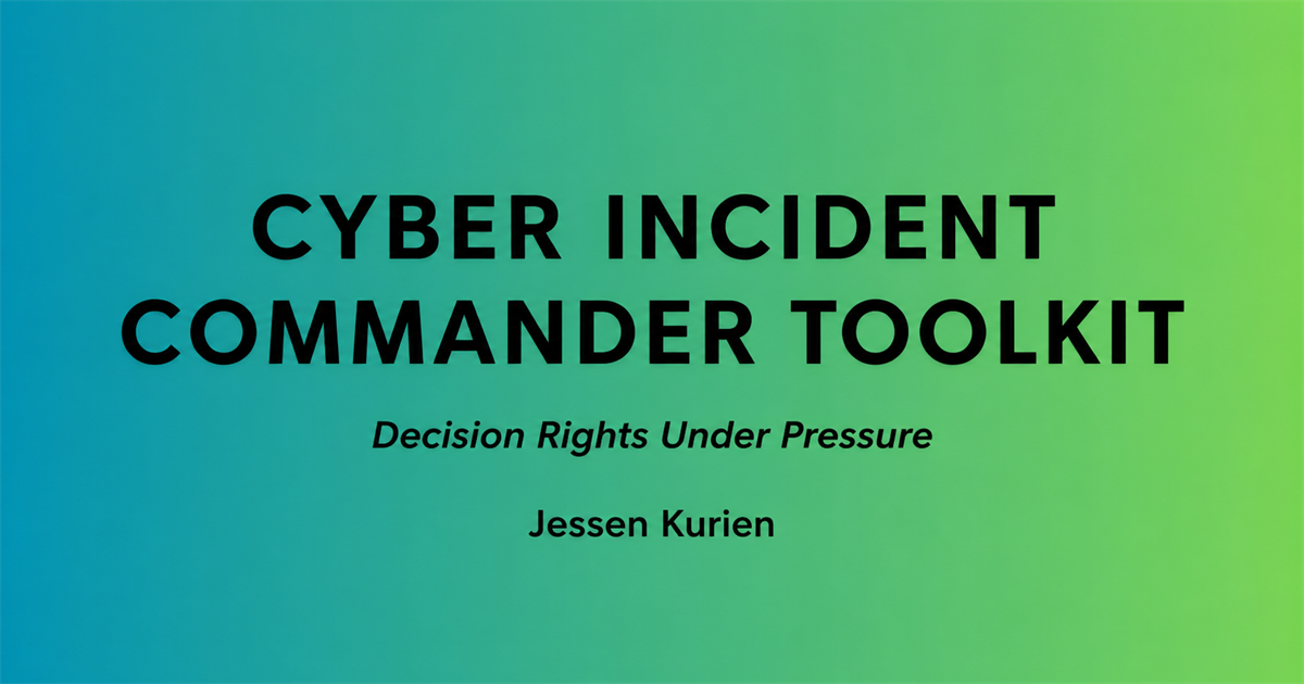 Cyber Incident Commander Toolkit — Decision Rights Under Pressure, by Jessen Kurien